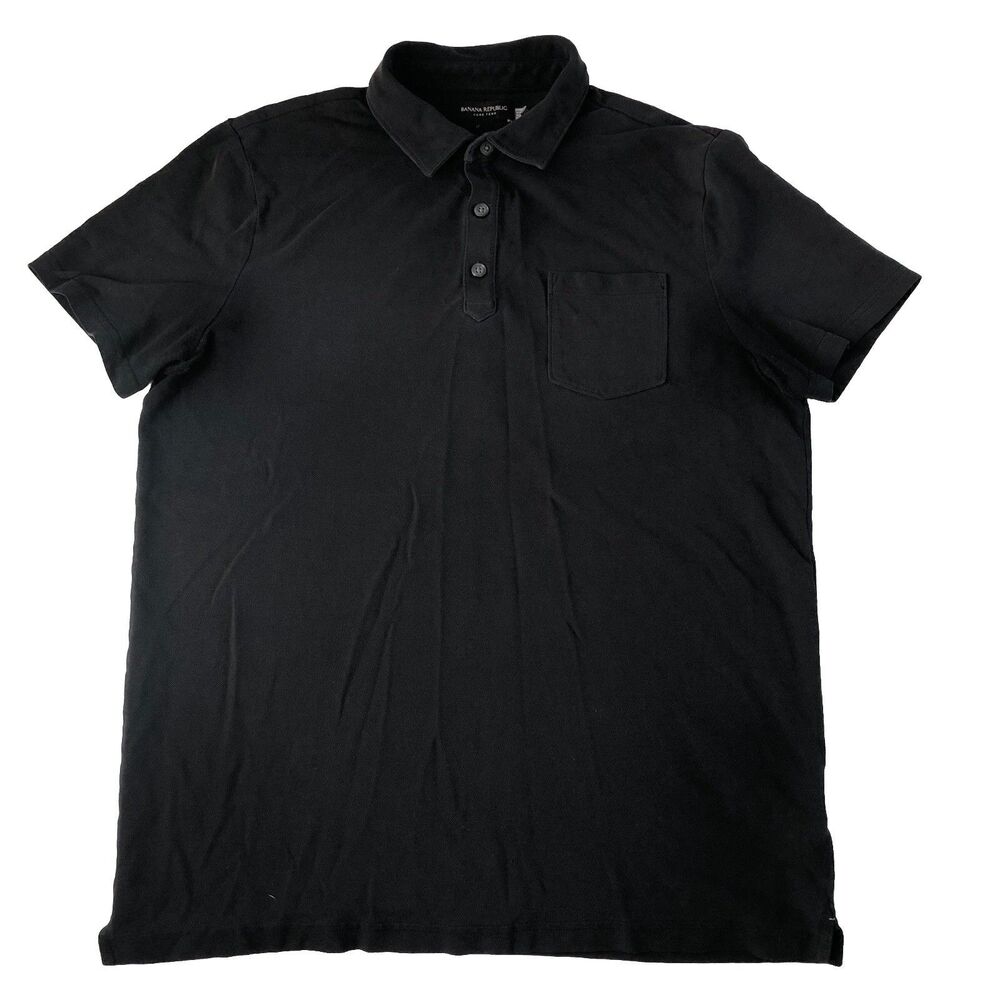 Banana Republic Mens Core Temp Pocket  Polo Black Size Large